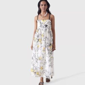 Anthropologie chrysanthemum Floral Maxi Dress in Cream, Black, and Yellow